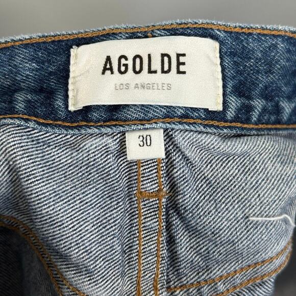 Agolde Dee High Rise Denim Short Womens 30 Turmoil Medium Dark Destroy Wash - Picture 6 of 7